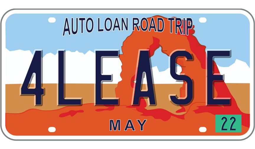 Utah Arches license plate reading 4LEASE