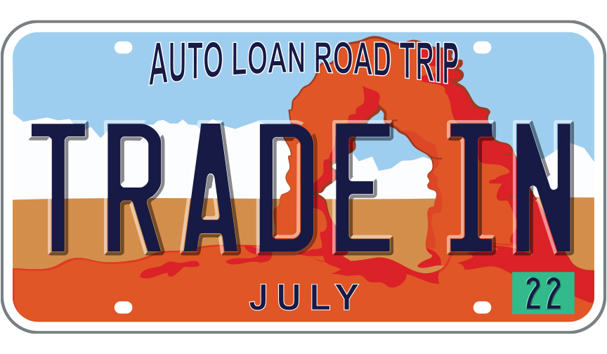 Utah license plate reading TRADE IN